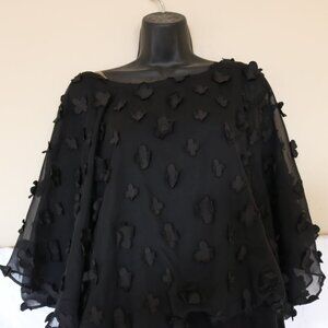 🌹 Romantic Black Floral Applique Top by MSK🖤